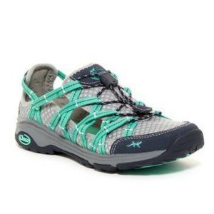 Chaco Women's Outcross Evo Free Gray Green Teal Water Shoes